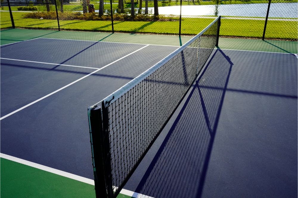 How High Is a Pickleball Net? 3 Close up of a Pickleball Court and Net