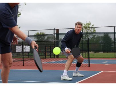 pickleball mixed doubles action